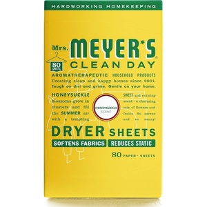 image:imageMRS MEYERS CLEAN DAY Dryer Sheets Fabric Softener Honeysuckle 80 Count  Adds Freshness to Clothes and Softens Fabric Reduces Static Infused with Essential OilsHoneysuckle