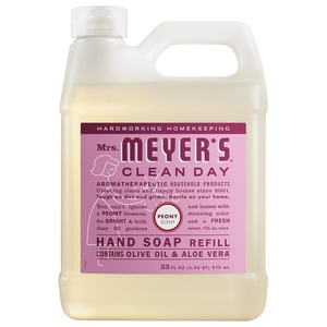 image:imageMRS MEYERS CLEAN DAY Liquid Hand Soap Refill Peony Scent 33 fl oz  Moisturizing Liquid Hand Soap Softens and Cleans Hands Cruelty Free Made with Essential Oils Olive Oil and Aloe Vera33 Fl Oz Pack of 1
